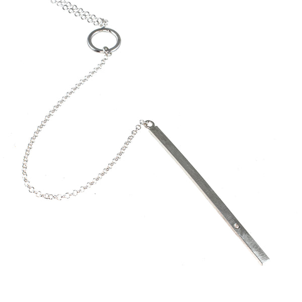 Sterling silver bar lariat necklace with gemstone by eko jewelry design, Shanay