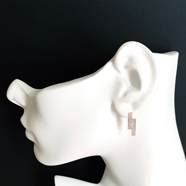 silver stud earrings with diamonds by eko jewelry design, Ezme