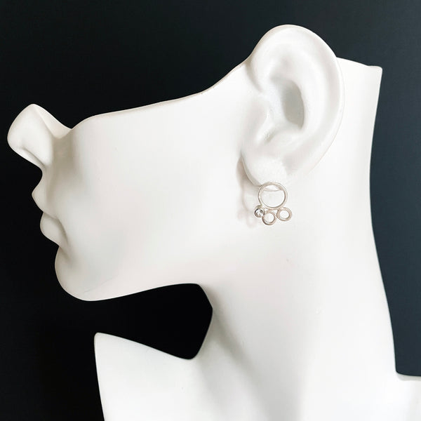 silver multi circle stud earrings with gemstones by eko jewelry design, Eulalia