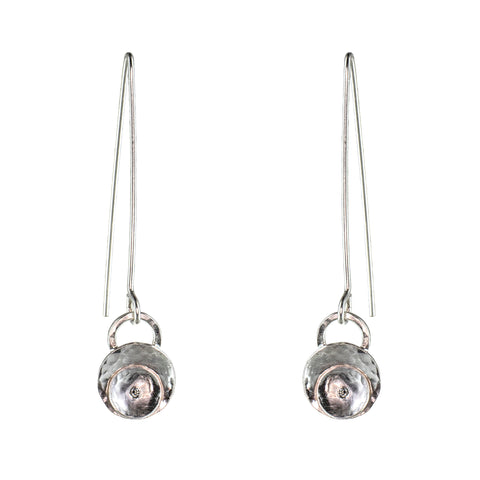 sterling silver leaf threader earrings with diamonds by eko jewelry design, Weslia