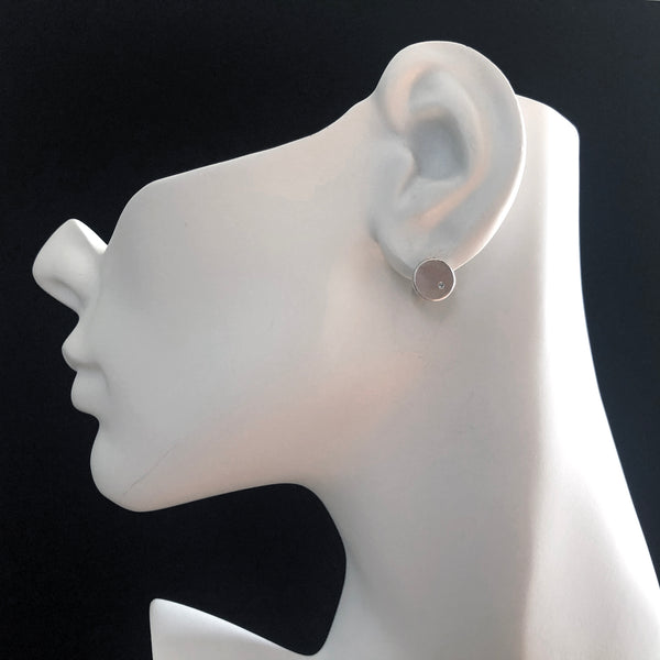 Sterling silver round earrings with gemstones by eko jewelry design, Pleiade on model