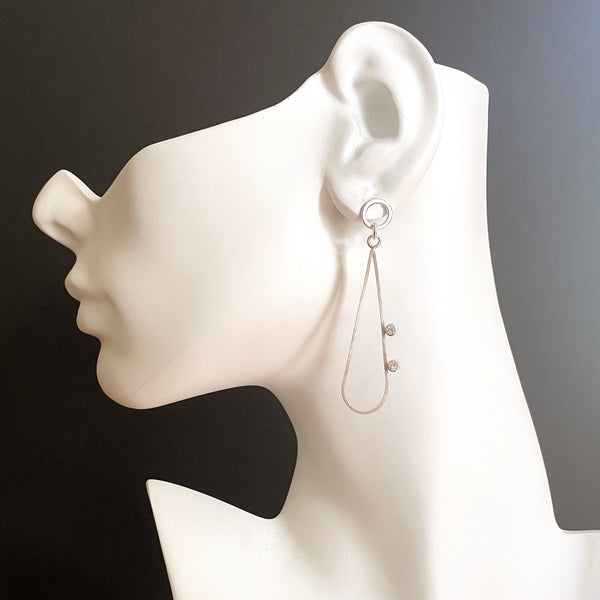 sterling silver teardrop earrings with gemstones by eko jewelry design, Liora on model
