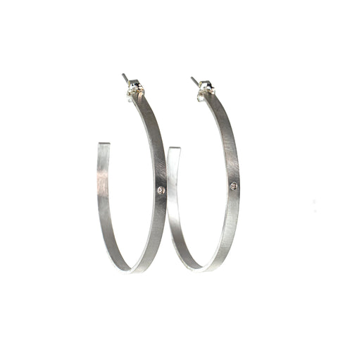 Large silver hoop earrings with diamonds by eko jewelry design, Novella