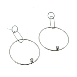 Large sterling silver hoop stud earrings with gemstones by eko jewelry design, Teagin