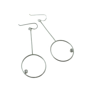 Long sterling silver hoop earrings with gemstones by eko jewelry design, Brielle