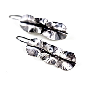 Oxidized sterling silver leaf earrings by eko jewelry design, kiona