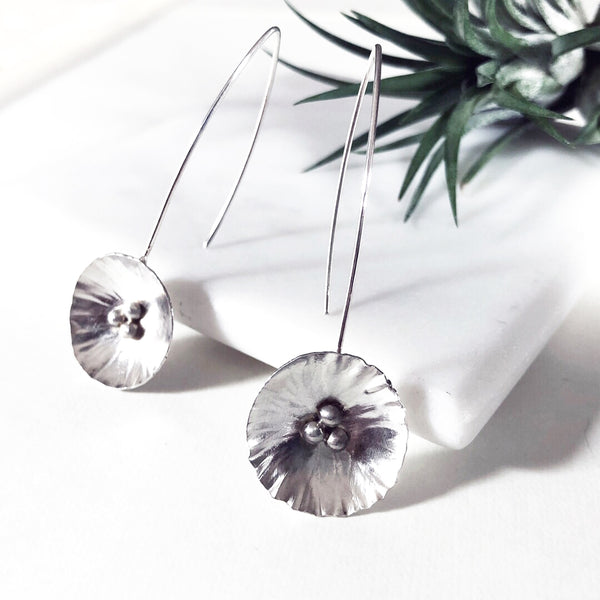 Silver flower earrings by eko jewelry design, Allysa