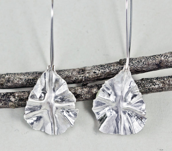 Silver leaf earrings by eko jewelry design, Sierra