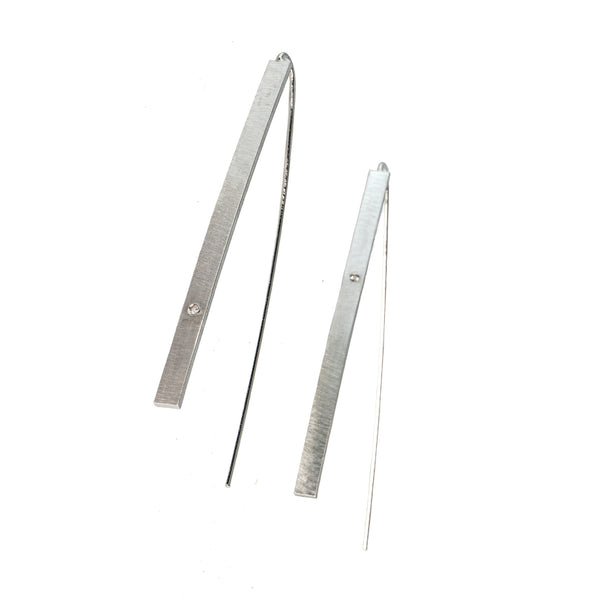 Sterling silver bar threader earrings with gemstones by eko jewelry design, Peri