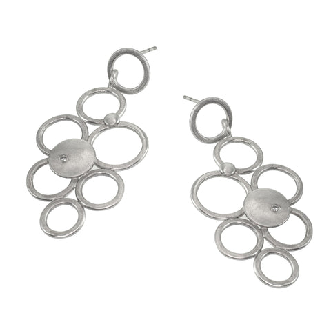 Sterling silver circle earrings with diamonds by eko jewelry design, Katrice