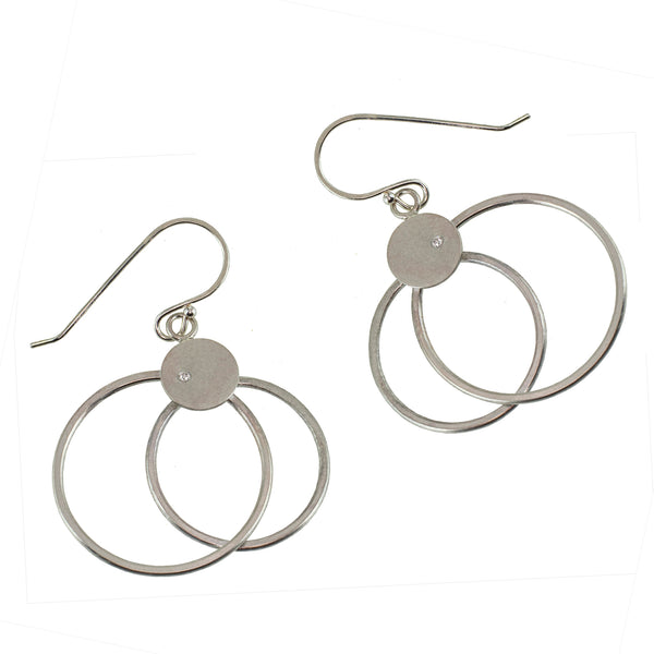 Sterling silver double hoop earrings with diamonds by eko jewelry design, Rhea