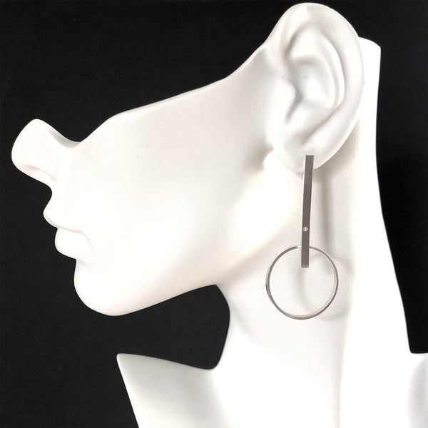 Sterling silver hoop bar earrings with gemstones by eko jewelry design, Charity on model