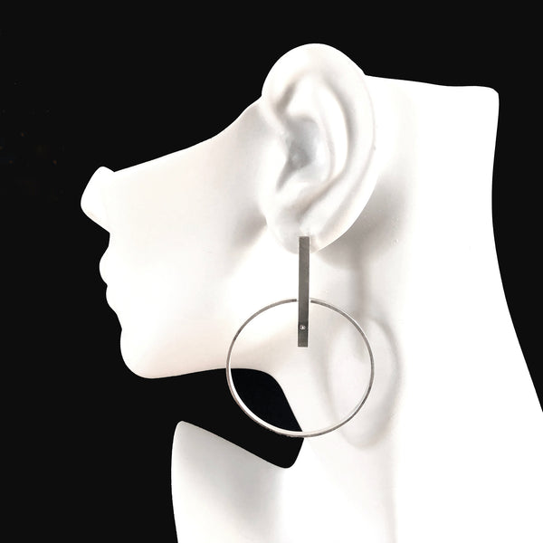 Sterling silver hoop earrings with gemstones by eko jewelry design, Hope on model