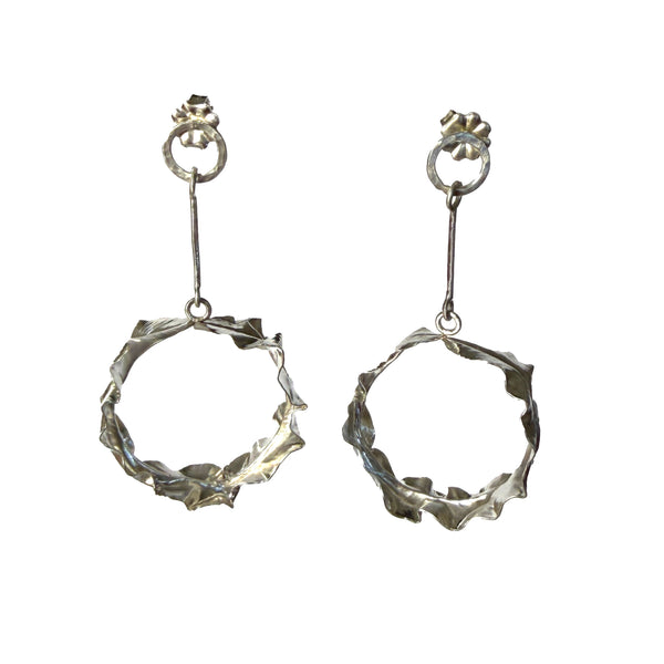 Sterling silver leaf hoop earrings by eko jewelry design, Valeria