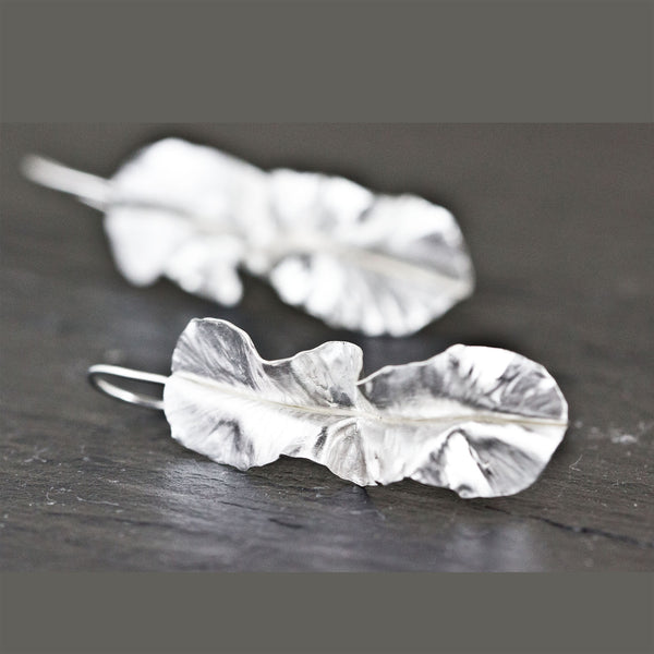 Sterling silver leaf earrings by eko jewelry design, Kiona
