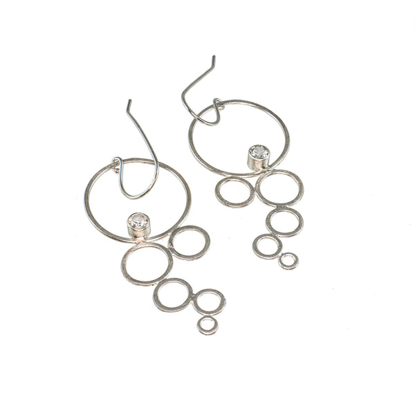 Sterling silver multi circle earrings with gemstones by eko jewelry design, Irmina