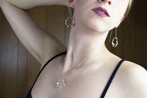 Sterling silver hoop necklaces and earrings with gemstones by eko jewelry design
