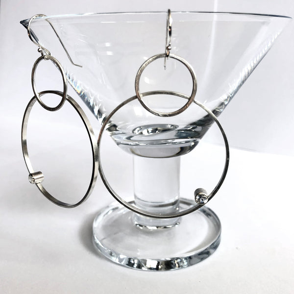large silver hoop earrings with gemstones by eko jewelry design, Stavra