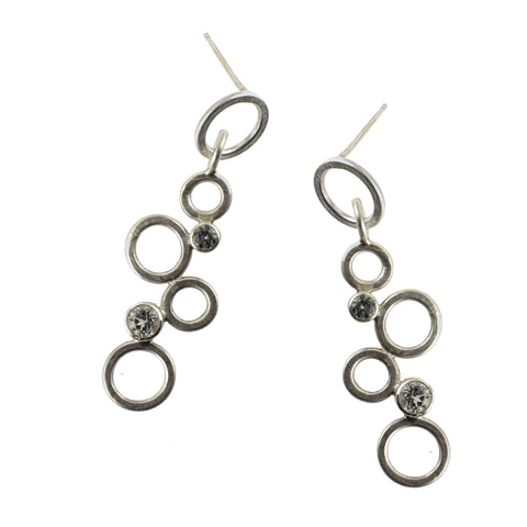 Silver multi circle stud earrings with gemstones by eko jewelry design, Kadence