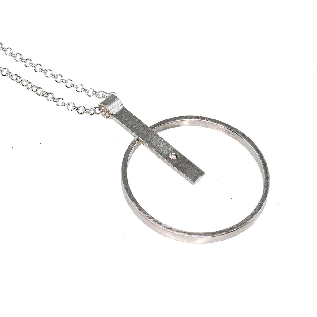 Silver hoop necklace with gemstone by eko jewelry design, Prudie,