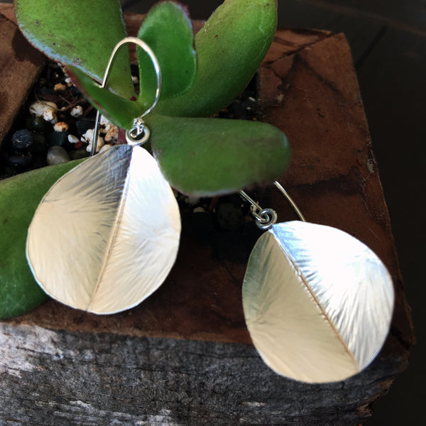 silver leaf earrings by eko jewelry design, Daphne