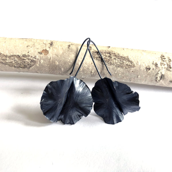 Silver leaf earrings by eko jewelry design, Shasta 