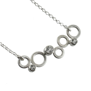Silver multiple circle necklace with gemstones by eko jewelry design, Lainey
