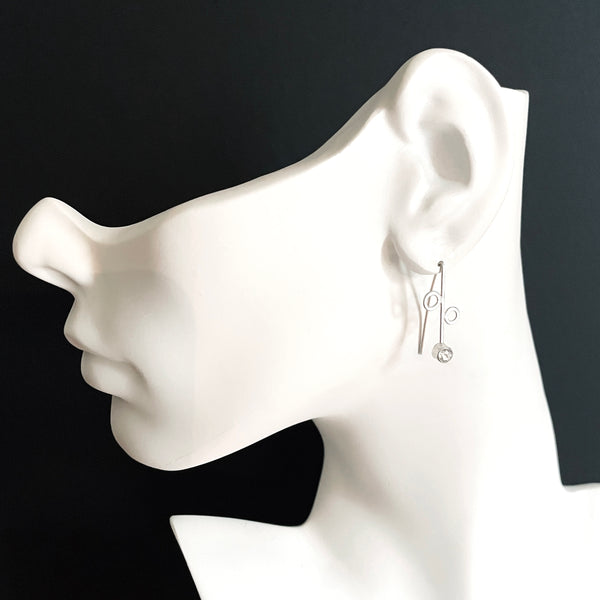 Silver threader earrings with gemstones by eko jewelry design, Trystin on model