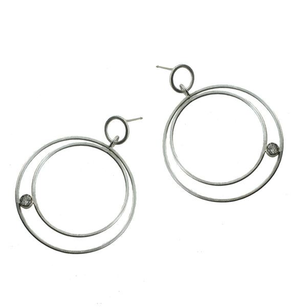 sterling silver double hoop earrings with gemstones by eko jewelry design, Leighton