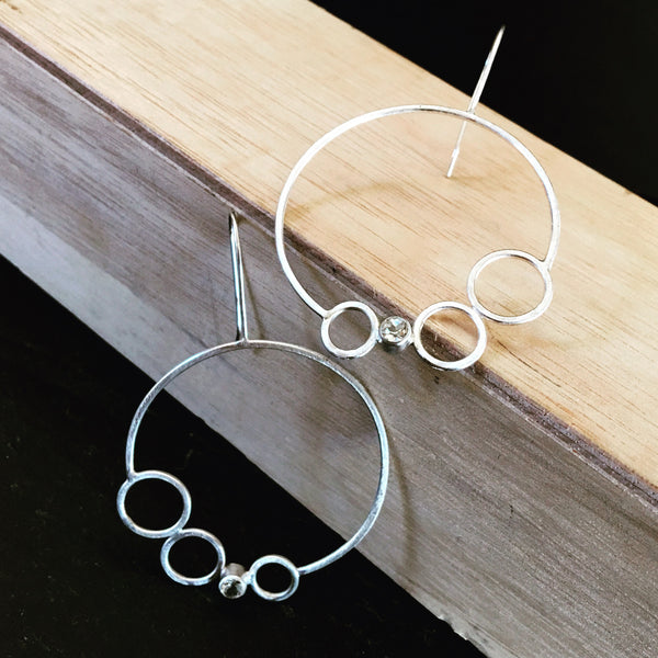 silver hoop earrings with gemstones by eko jewelry design Chiara