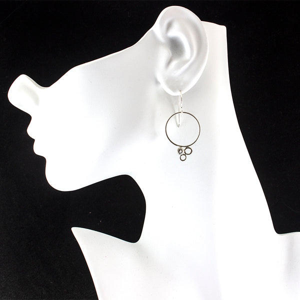 multi silver hoop earrings with gemstones by eko jewelry design, Martine on mode