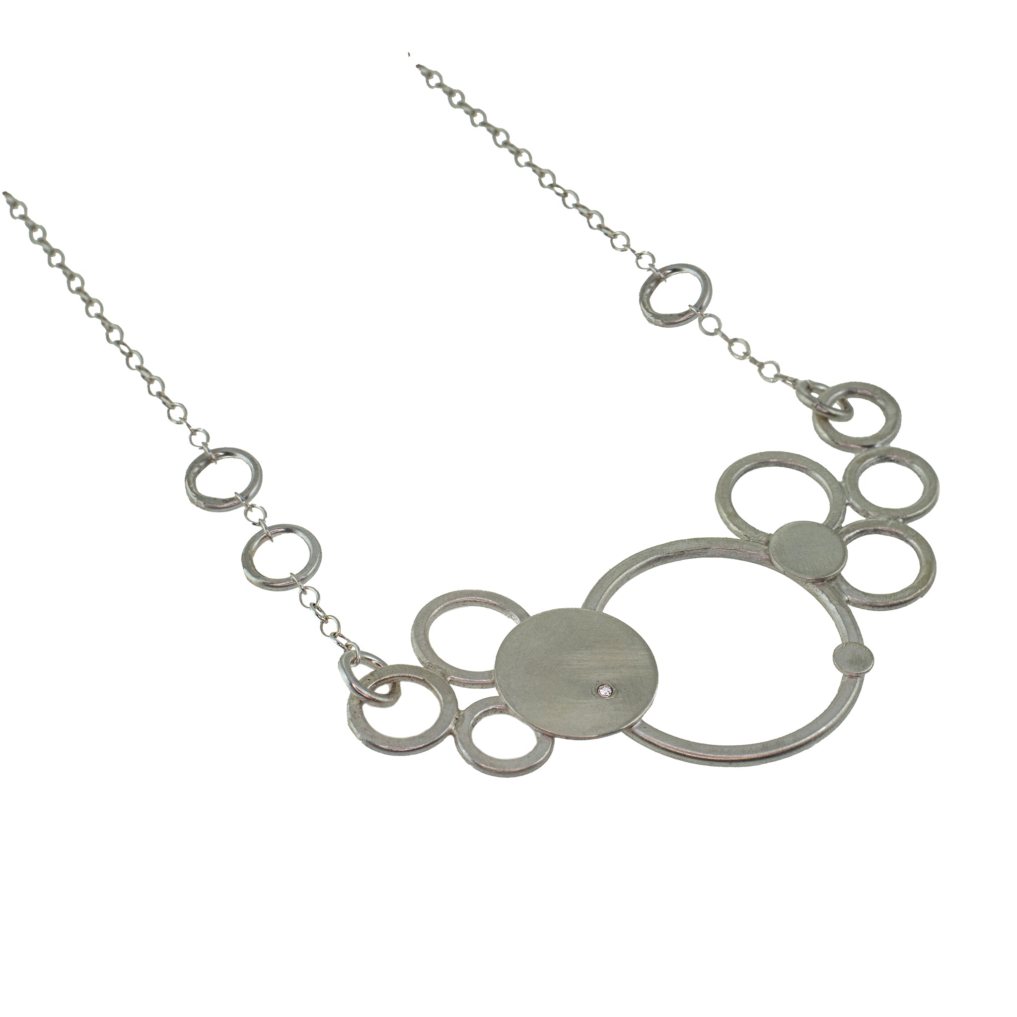 Sterling silver multicircle necklace with diamond by eko jewelry design, Ilaria