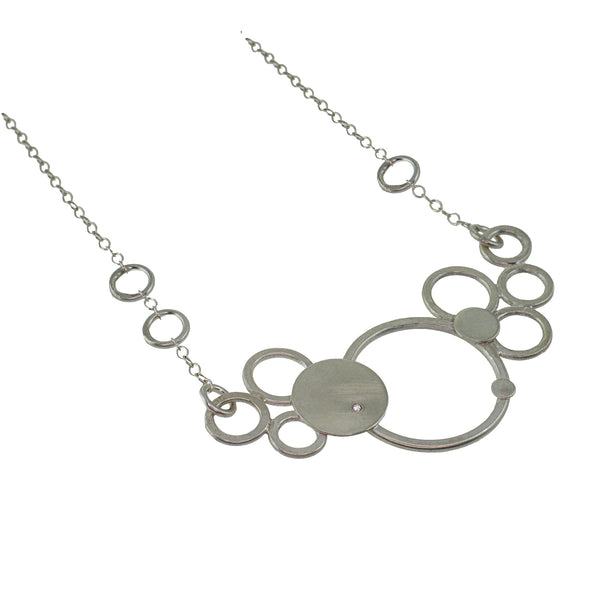 Sterling silver multicircle necklace with diamond by eko jewelry design, Ilaria