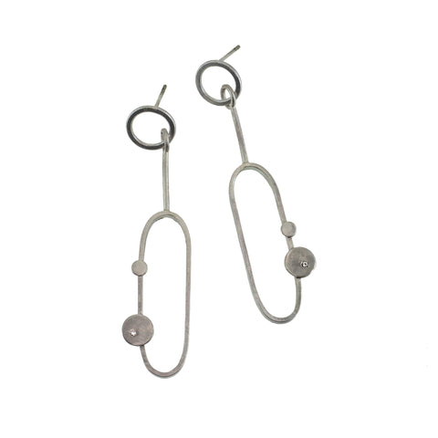 Sterling silver oval earrings with diamonds by eko jewelry design, Cielo