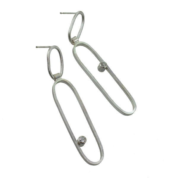 Sterling silver oval earrings with gemstones by eko jewelry design, Ryss