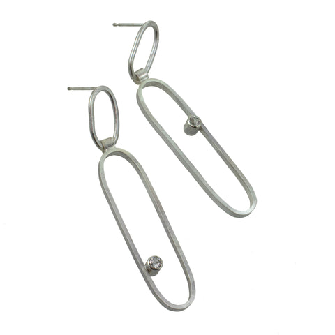 Sterling silver oval earrings with gemstones by eko jewelry design, Ryss