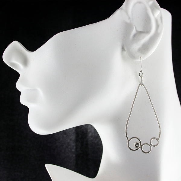 sterling silver teadrop earrings with gemstones by eko jewelry design, Lenore on model