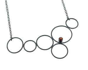 Amelyna bubble circle necklace in sterling silver with garnet by eko jewelry design