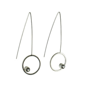 Circle silver threader earrings with gemstones by eko jewelry design by eko jewelry design, Iolana