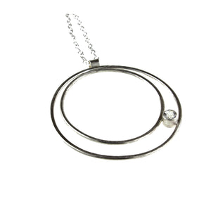 Large sterling silver double hoop necklace with gemstone by eko jewelry design, Carina