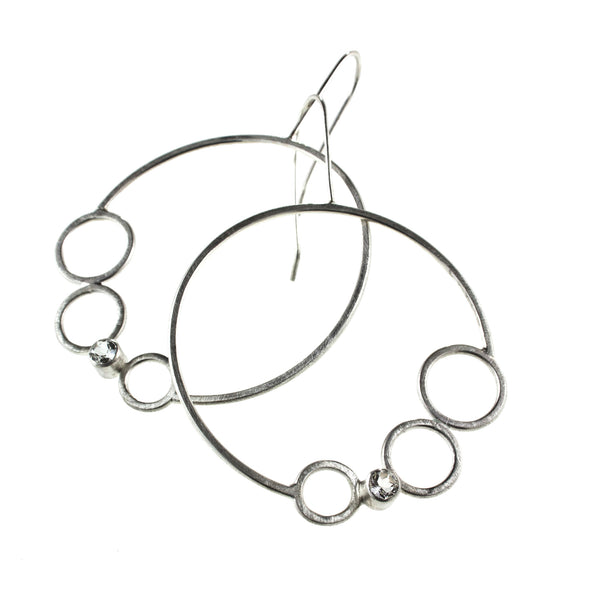 Large sterling silver hoop earrings with gemstones by eko jewelry design-Chiara