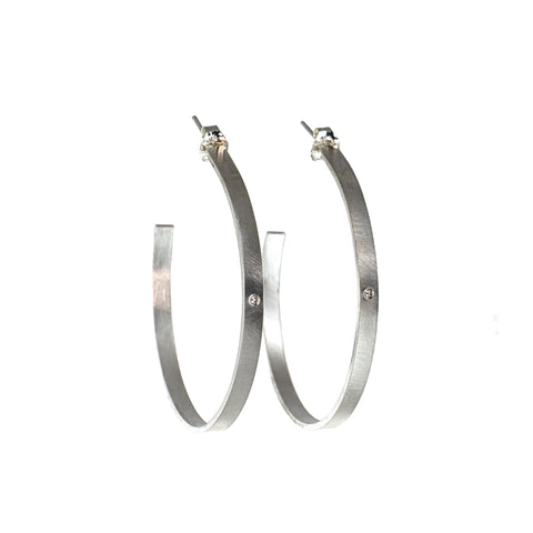 Large silver hoop earrings with gemstones by eko jewelry design, Novella