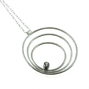 Large sterling silver triple hoop necklace with gemstone by eko jewelry design, Robia