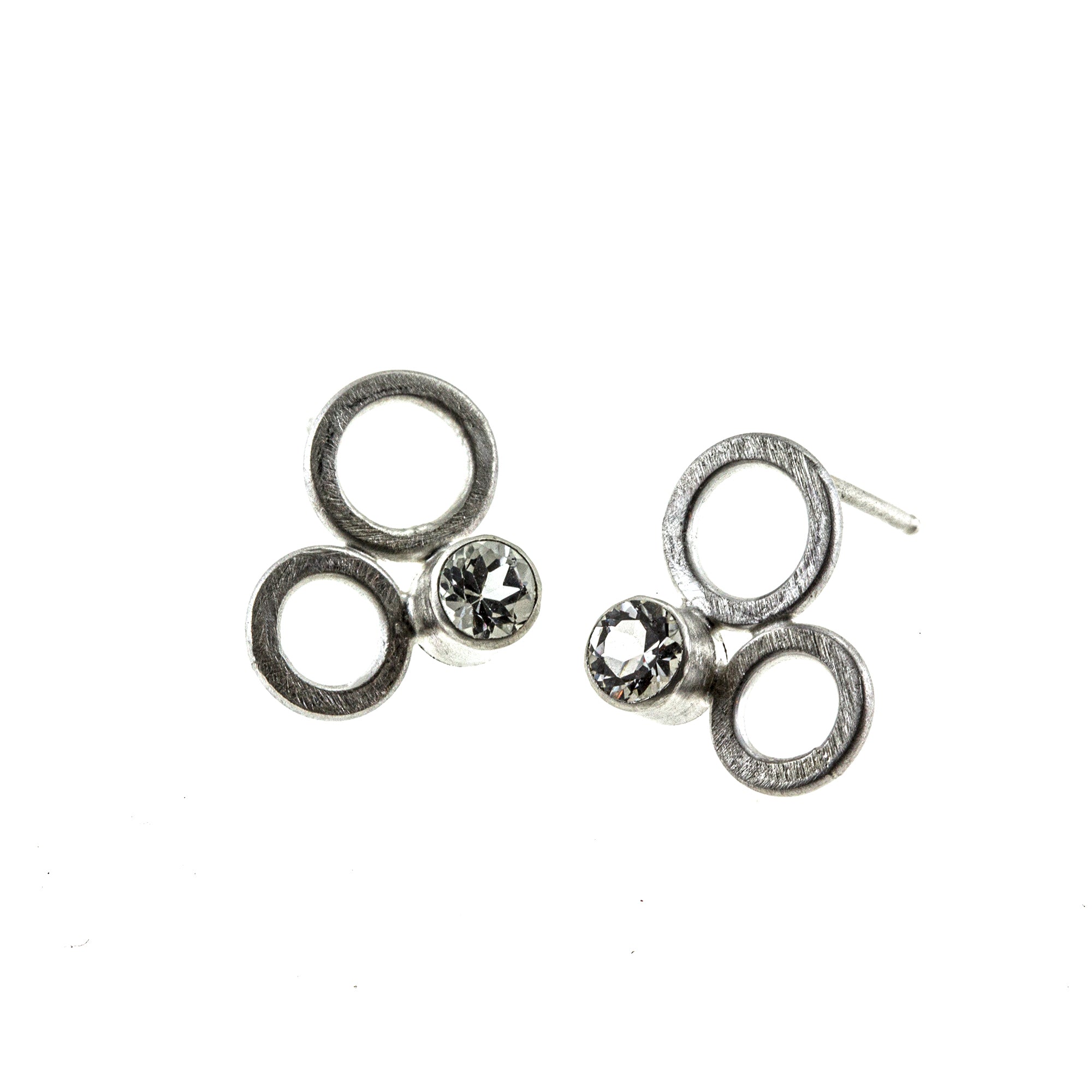 Small sterling silver bubble stud earrings with gemstones by eko jewelry design
