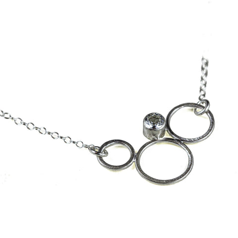 Sterling silver circle necklace with gemstone by eko jewelry design, Amity