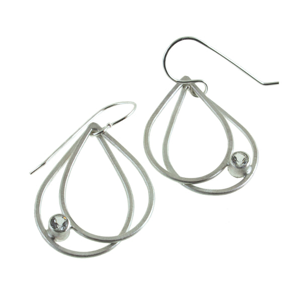 Sterling silver double teardrop earrings with gemstones by eko jewelry design, Germella