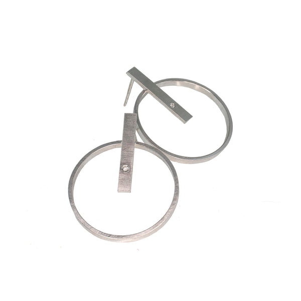 Silver hoop bar earrings with gemstones by eko jewelry design, Clem
