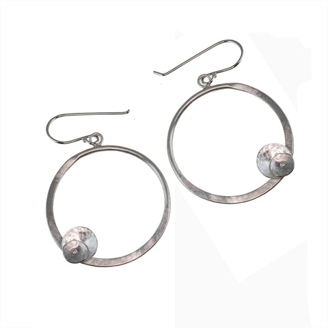 Silver leaf hoop earrings with diamonds by eko jewelry design, Jordina 