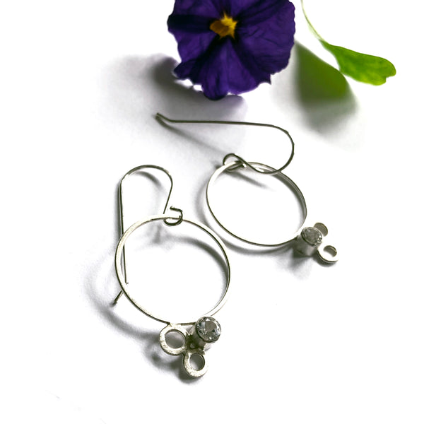 Silver hoop earrings with gemstones by eko jewelry design, Martine