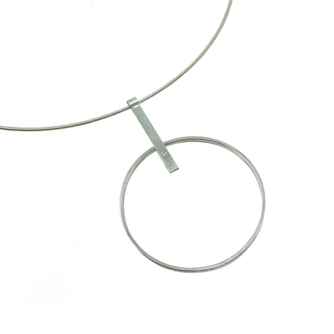 Large sterling silver hoop necklace with gemstone by eko jewelry design, Faitha 
